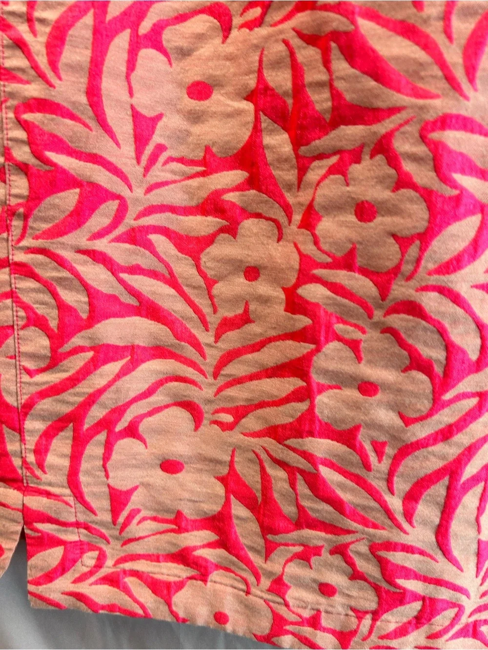 J. Crew Neon Pink and Cream Floral Tank Top- Size 0